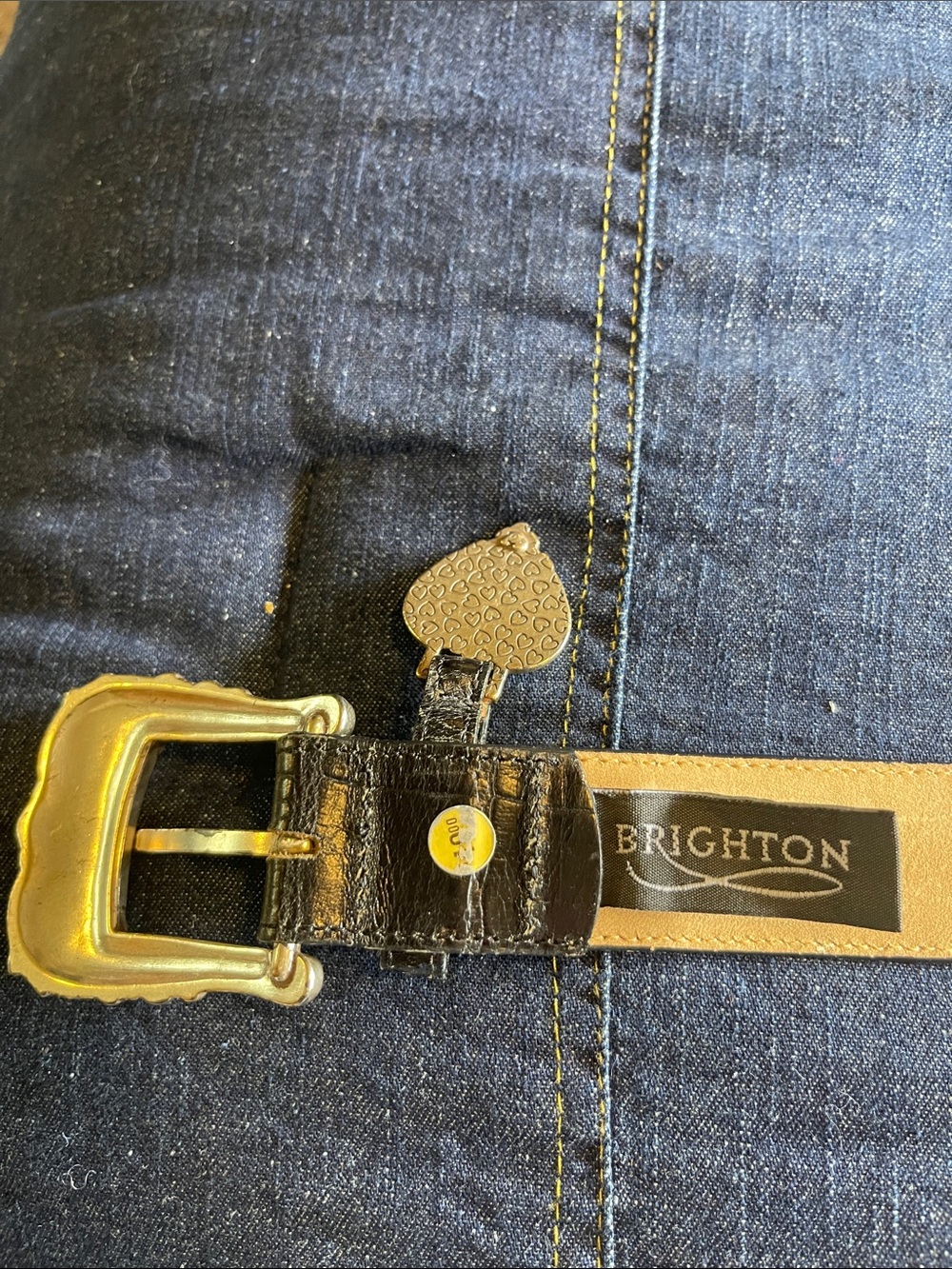 Brighton Western-Inspired Leather Belt with Silver Heart Charm M/30 - Picture 5 of 7